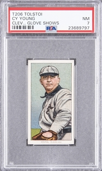 1909-11 T206 White Border Cy Young, Cleve., Glove Shows, Rare "Tolstoi" Back – PSA NM 7 "1 of 2!"